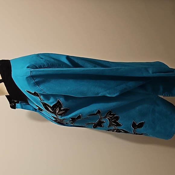 Victor Costa Occsn Western Snap Chambray Velvet Beaded Jacket Shirt Sze S #W-530 - Picture 4 of 13